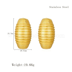 Геометрические овальные серьги-гвоздики из нержавеющей стали 304 с полосками&nbsp;IX6748