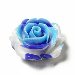 グラデーションカラー不透明樹脂カボション  花  ミッドナイトブルー  28x28x12mm&nbsp;CRES-D005-A02