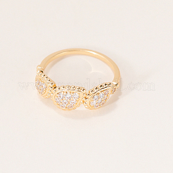 Изысканные каплевидные латунные кольца с микропаве из прозрачных кубических цирконий для женщин&nbsp;XH4906-1