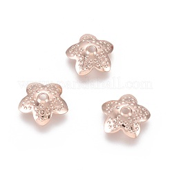 201ステンレススチールビーズキャップ  スター  五輪  ローズゴールド  10x10.5x2.5mm  穴：1.2mm&nbsp;STAS-H436-36RG