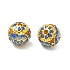 合金エナメルビーズ  花の丸  ゴールドカラー  ブルー  10.5mm  穴：1.8mm&nbsp;ENAM-B037-06G-01