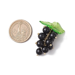 Подвески-фрукты из натурального черного оникса (окрашенного и нагретого) ручной работы с круглыми бусинами&nbsp;PALLOY-MZ00791-03