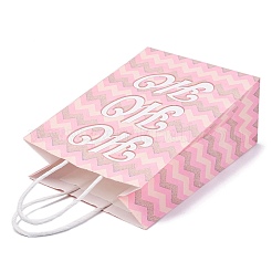 Прямоугольные бумажные упаковочные пакеты с рождественским принтом и ручками CARB-D016-04