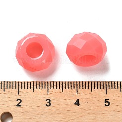 レジンヨーロピアンビーズ  大穴ビーズ  多面カット  ロンデル  鮭色  13.5x8mm  穴：5.5mm&nbsp;RESI-B020-06B