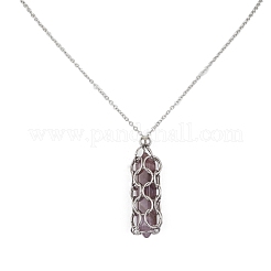 Ожерелье с подвеской в виде пули из натуральных смешанных драгоценных камней NJEW-JN04421