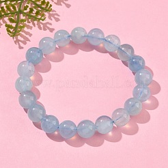 Браслеты из натуральных круглых бусин аквамарина для мужчин и женщин BJEW-U034-01A-03