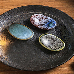 楕円形の磁器製箸立て 3色 3個  箸置き  ミックスカラー  57x37.5x16mm  1pc /カラー&nbsp;DJEW-LP0001-21