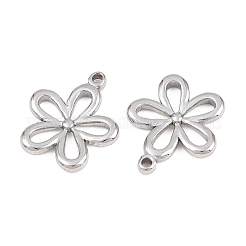 304ステンレスペンダント  花のチャーム  切り取る  ステンレス鋼色  17x15x2mm  穴：1.4mm&nbsp;STAS-L317-26P