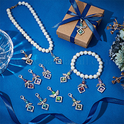 32 шт. 8-х цветные подвесные украшения в виде ангела из акрила и сплава&nbsp;HJEW-PH02098