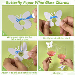 150 Stück Schmetterlings-Weinglasanhänger aus Papier&nbsp;DIY-FG0010-06B