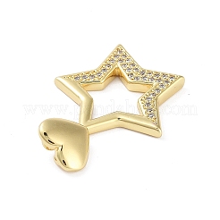 Ciondoli in ottone con placcatura a cremagliera con micro pavé di zirconi chiari&nbsp;KK-H474-19G-04