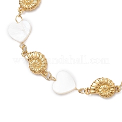 Бусины из натуральных пресноводных ракушек и браслеты-подвески в форме ракушек из нержавеющей стали 304 для женщин&nbsp;BJEW-JB12216-02