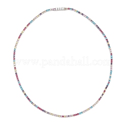 925 collier tennis en argent sterling pavé de zircones cubiques colorées pour femme&nbsp;NJEW-C096-01A-P01