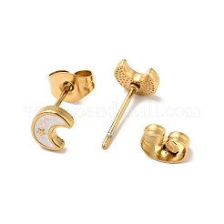 Серьги-гвоздики в форме полумесяца со звездой&nbsp;EJEW-A081-05G