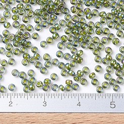 MIYUKIラウンドロカイユビーズ  日本製シードビーズ  （rr361)シャルトリューズオリビンab  11/0  2x1.3mm  穴：0.8mm  約1100PCS /ボトル  10 G /ボトル&nbsp;SEED-JP0008-RR0361