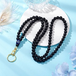 Круглые силиконовые и смоляные бусины сглаза имя карточка ожерелье шнурок NJEW-JN05095-01