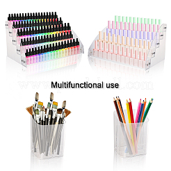 1 набор из 5-х ярусного прозрачного акрилового органайзера для лака для ногтей и 1 шт. пластиковых коробок для хранения ручек с 3 отделениями AJEW-GL0001-76