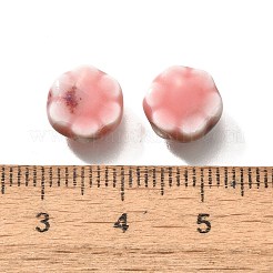 手作りの陶器ビーズ  花  ピンク  9.5x10x5~5.5mm  穴：1.8~2.2mm&nbsp;PORC-H013-04-10