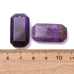 天然石アメジストペンダント  ファセット長方形チャーム  28x15x7mm  穴：1.4mm&nbsp;G-H325-03-03