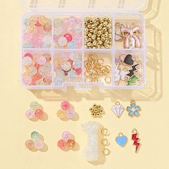 DIYキャンディーカラーブレスレット作りキット  アクリル＆ABSプラスチックビーズを含む  ライトニング ボルト & ハート & スター & さくら合金エナメル ペンダント  ミックスカラー  293個/箱&nbsp;DIY-FS0002-98