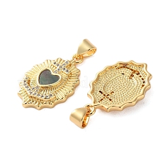 Pendentifs avec zircon cubiques à micro-pavés en laiton&nbsp;KK-U070-26G-01