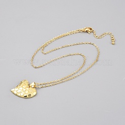 Valentinstags-Ketten aus Messing mit strukturiertem Herzanhänger für Damen&nbsp;NJEW-WH0020-86B