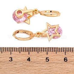 Латунные микропроволочные кубические серьги с цирконием EJEW-K300-55G