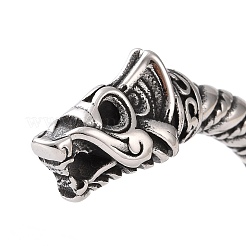 Brazalete abierto de acero inoxidable 304 con diseño de dragón para hombres y mujeres.&nbsp;BJEW-M230-05AS