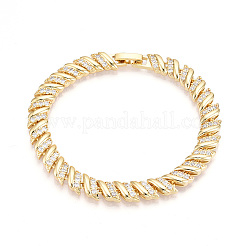 Браслеты-цепочки из латуни с микро паве и прозрачными фианитами для женщин ZIRC-T016-08G