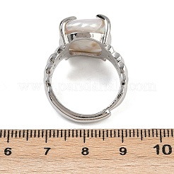 Квадратные кольца с натуральным жемчугом RJEW-K286-09P