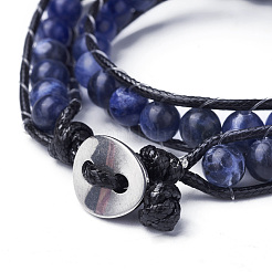 Натуральный содалит круглые браслеты BJEW-JB04248