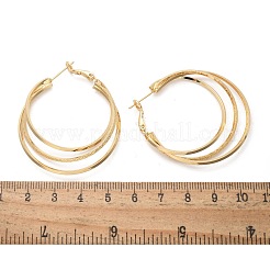 Тройные серьги-кольца из латуни для женщин EJEW-U050-02G