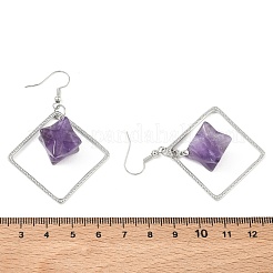 Boucles d'oreilles pendantes en laiton à losanges&nbsp;EJEW-D360-01P-01