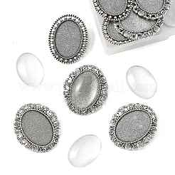 10 шт. 2 стиля винтажной броши из сплава с кабошоном и безелем FIND-FS0004-64
