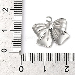 変色しない304ステンレススチールペンダント  ちょう結びチャーム  ステンレス鋼色  14x15x3mm  穴：1.5mm&nbsp;STAS-Z074-02P-08