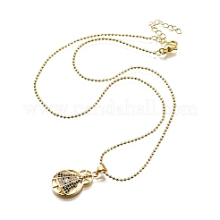 Латунные прозрачные и синие циркониевые ожерелья с подвесками Nossa senhora aparecida для женщин NJEW-U039-01B-G