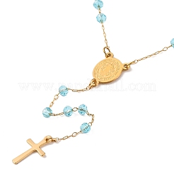 Ионное покрытие(ip) распятие крест 304 нержавеющая сталь четки бусины ожерелья NJEW-M075-04G-05