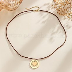 Colliers pour femmes composés d'une bague géométrique en acier inoxydable 304&nbsp;WG6D505-02