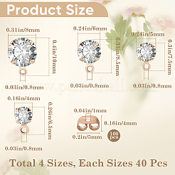 160 шт. 4 размера сплава кристалл горный хрусталь серьги-гвоздики фурнитура&nbsp;ALRI-SP0001-01KCG