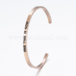 Bracelets manchettes inspirants en acier inoxydable 304&nbsp;BJEW-K173-12