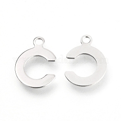 変色しない201ステンレススチールチャーム  アルファベット  文字.c  12x8.4x0.6mm  穴：1.4mm&nbsp;STAS-C021-06P-C