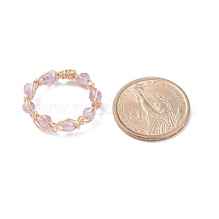 Anello rotondo con perline intrecciate in pietra naturale&nbsp;RJEW-JR00448