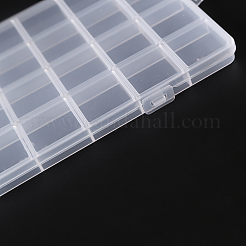 プラスチックビーズ収納ケース  32コンパートメントオーガナイザーボックス  長方形  透明  26x13.3x1.4cm  穴：16.5x6.5mm  コンパートメント：3.1x3.1センチメートル&nbsp;X-CON-S043-032