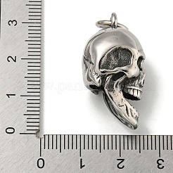 316サージカルステンレスペンダント  丸カン付き  スカルチャーム  アンティークシルバー  30.5x15x17mm  穴：6mm&nbsp;STAS-Z073-115AS