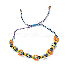 Браслеты из бисера и цветочных стеклянных бус для женщин BJEW-F493-10C
