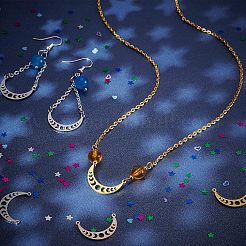 12個3色304ステンレスペンダント  ムーンフェイズチャーム  ミックスカラー  14x21.5x1mm  穴：1mm  4個/カラー&nbsp;STAS-UN0028-66