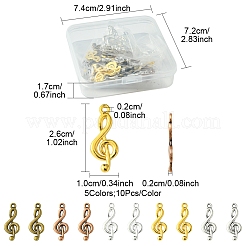 50 шт. 5-х цветные подвески в тибетском стиле со скрипичным ключом TIBEP-FS0001-28