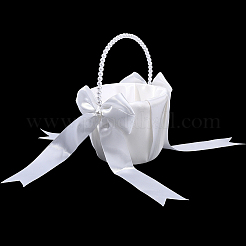 Blumenkörbe aus Polyester mit Schleife und Griff aus Kunststoffperlen&nbsp;AJEW-CP0010-63