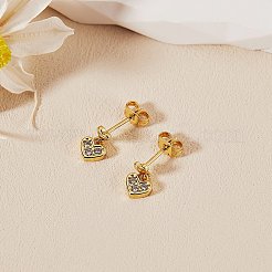 Прозрачные серьги-гвоздики с кубическим цирконием в форме сердца&nbsp;EJEW-SZ0001-79