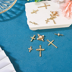 12 Stück 6 Stile Kreuz Legierung Strass & Kunststoff Perle Anhänger & Link Zubehörse Kits&nbsp;FIND-TA0007-90